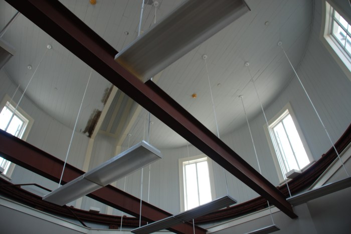 Barnard Observatory drum Now used as a classroom, this is the main drum where the telescope made its home. The metal track system originally enabled the drum to be rotated through the night to allow the telescope to follow its stars.