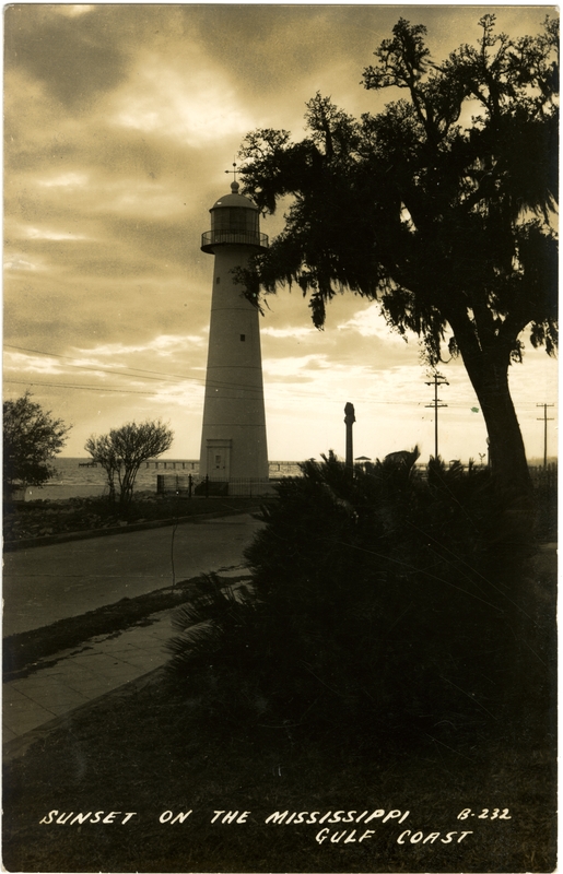 93358-01-postcard From Sunset on the Mississippi Gulf Coast. Sysid 93358. Scanned as tiff in 2009/07/30 by MDAH. Credit: Courtesy of the Mississippi Department of Archives and History
