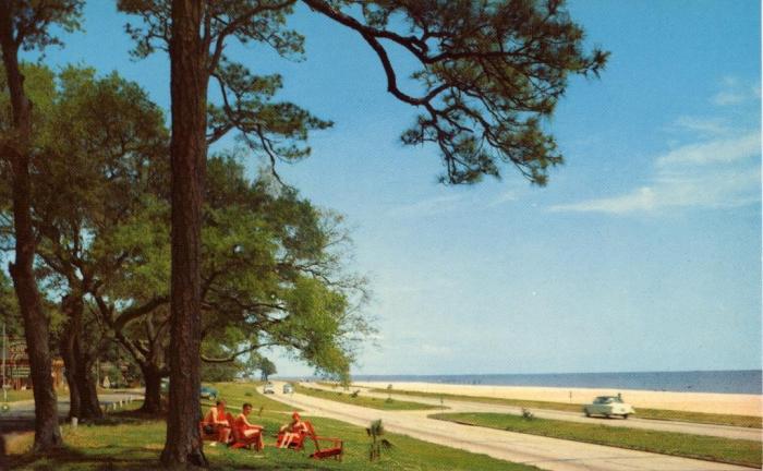 Mississippi Gulf Coast . . . U.S. Highway 90 overlooking the Gulf of Mexico. A Deep South Card