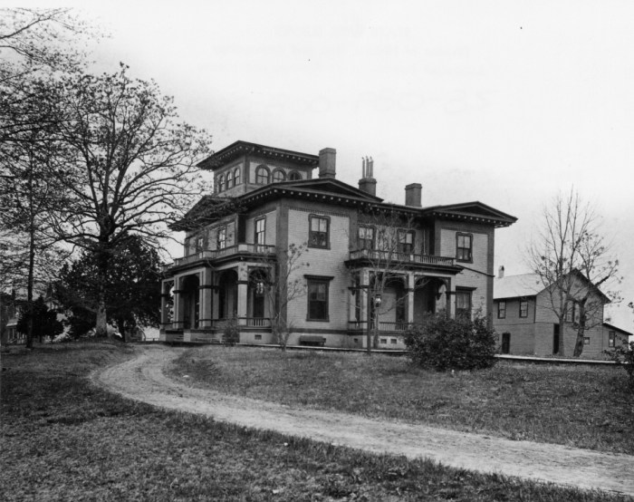 The Tougaloo Mansion was built for J. W. Boddie, a wealthy planter who died at the end of the Civil War and whose house became the nucleus of Tougaloo College, a site significant to the educational history of black Mississippians. Founded in 1869, Tougaloo College is an early and successful example of the movement to educate newly freed blacks and to place them into an honorable position within Southern society. Tougaloo Mansion served as a dormitory, a classroom building, the library, the president’s residence and an administrative office building. The Mansion is perhaps the most conspicuous extant work of the locally important architect and builder J. Lamour of Canton, Mississippi, who claimed to be proficient in the “…Swiss, Italian, Elizabethan, Norman and Old English styles.” His capabilities were supplemented by woodwork manufactured by Hinkle, Guild and Company of Cincinnati who illustrated an elevation and plan of the house in a circa 1865 catalog. Designated as a Mississippi Landmark on January 24, 2014.