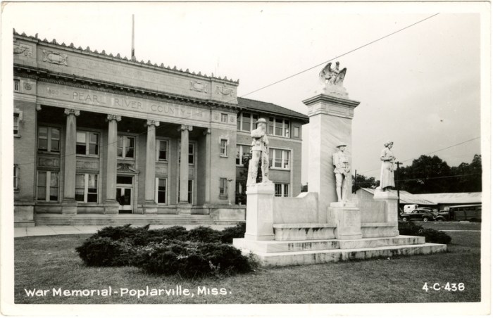 poplarville courthouse old-postcard