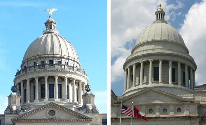 Mississippi State Capitol Dome (left), 1900-1903; Arkansas State Capitol Dome (right), 1900-1916