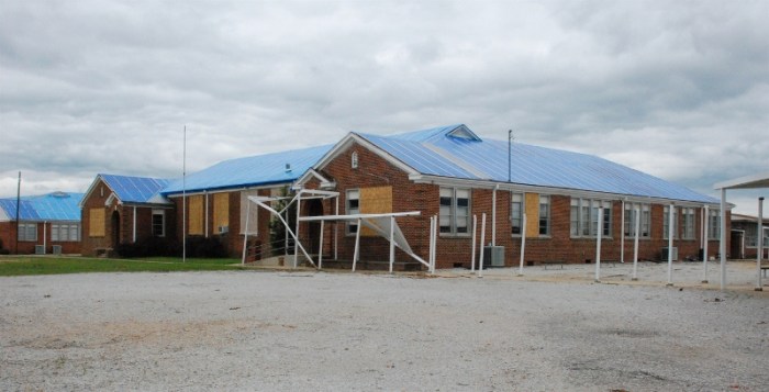Smithville School, Monroe County (1936, R.W. Naef, archt.) Damaged in the tornado of April 2011, the school was finally torn down in 2012 after the Mississippi Department of Archives and History declined to designate it a Mississippi Landmark.