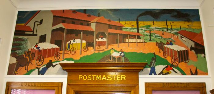 "Ginnin' Cotton" ca. 1940 by Stuart R. Purser; image used with permission of the United States Postal Service