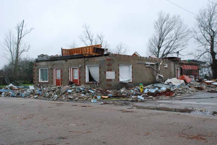 Hattiesburg Lodge on Mobile Street (1950, formerly two stories). Destroyed by February tornado, 2013.