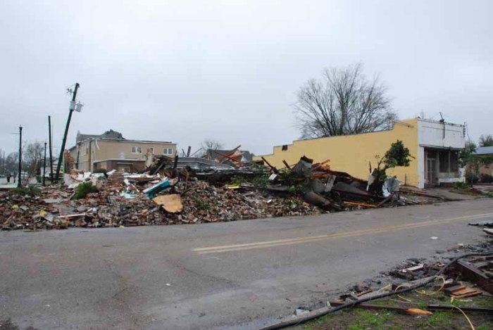 Mobile Street commercial buildings, Hattiesburg. Destroyed by Feburary tornado, 2013.