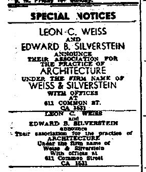 Weiss & Silverstein Advertisement The Times Picayune 09-03-1949