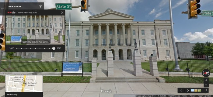 Old Capitol, State Street Jackson, Hinds County. Google Street View Aug 2013  accessed 4-25-2014