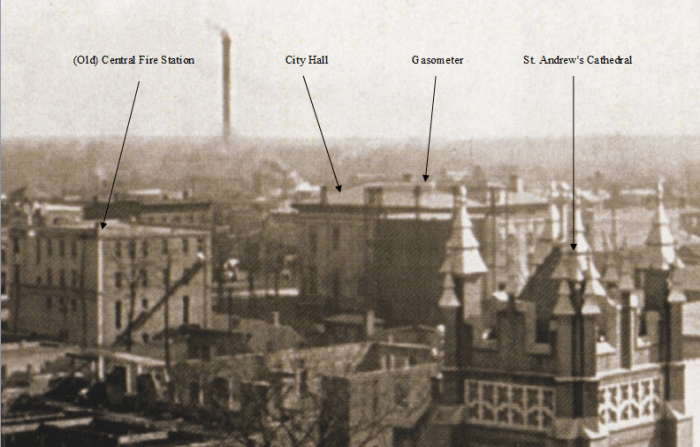 Jackson Gas Light Co. City Gas Works Jackson, Hinds Co. c.1909 detail from larger panorama photograph w notes