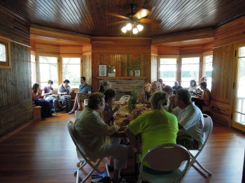 Our Main Street friends enjoying lunch during the Save My Place tour for Destination Downtown.