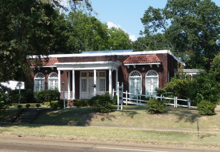 Will V. Westbrook House [(former) Jackson Council of Garden Clubs clubhouse], 1912 W. Capitol Street, Jackson. Built in the 1920s, it was an amost-twin to another Westbrook house, the W.W. Westbrook house at Mynelle Gardens. I noticed it was for sale last year, but was shocked earlier in 2014 to realize it had been demolished.