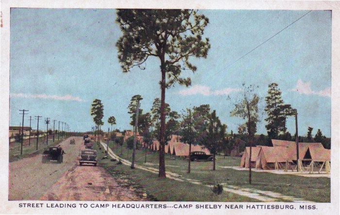 CAMP SHELBY--Near Hattiesburg, Mississippi, was established during the World War. Situated on high rolling pine clad hills this camp will be one of the largest in the country.