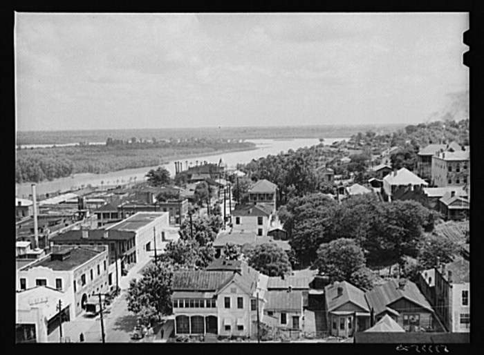  Vicksburg, Mississippi and an arm of the Mississippi River just before a rainstorm in the afternoon Marion Post Wolcott (1910-1990), photographer Date Created: 1940 May. Medium: 1 negative : safety ; 3 1/4 x 4 1/4 inches or smaller.
