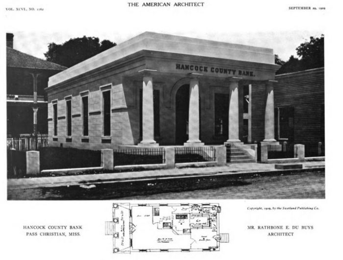 Hancock County Bank Pass Christian MS American Architect and Building News 9-1909