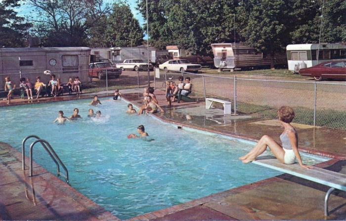 Johnie Cleveland's TRAILER TOWN. "Mississippi's Largest & Best." 2 miles from downtown Jackson on old U.S. 49 South. Travel Trailer ofc. - 939-6818, Main Office - 939-4873. 160 Mobile Home Lots - 96 complete Travel Trailer pull through spaces - Paved streets and patios - Laundry - telephones available, each lot - free swimming pool -free tank dump - Showers & Toilets.