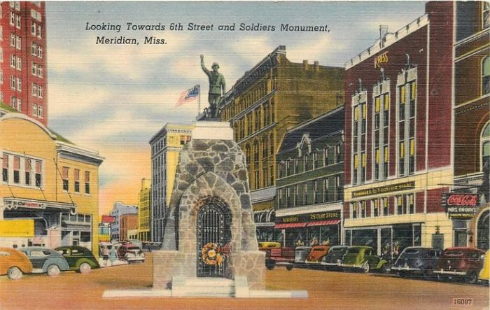 The Meridian Doughboy is one of a series of similar World War I memorials across the country designed by sculptor E.M. Viquesny and placed atop a base of native stone in 1927.