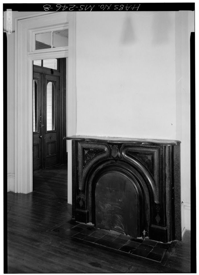 MS-246-1. Skipwith House, University of Mississippi, Interior, Fireplace. March 1975, Jack E. Boucher, HABS Photographer.