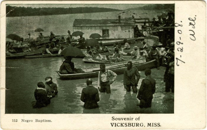 From Negro baptism. Souvenir of Vicksburg, Miss. Sysid 91598. Scanned as tiff in 2008/11/18 by MDAH. Credit: Courtesy of the Mississippi Department of Archives and History