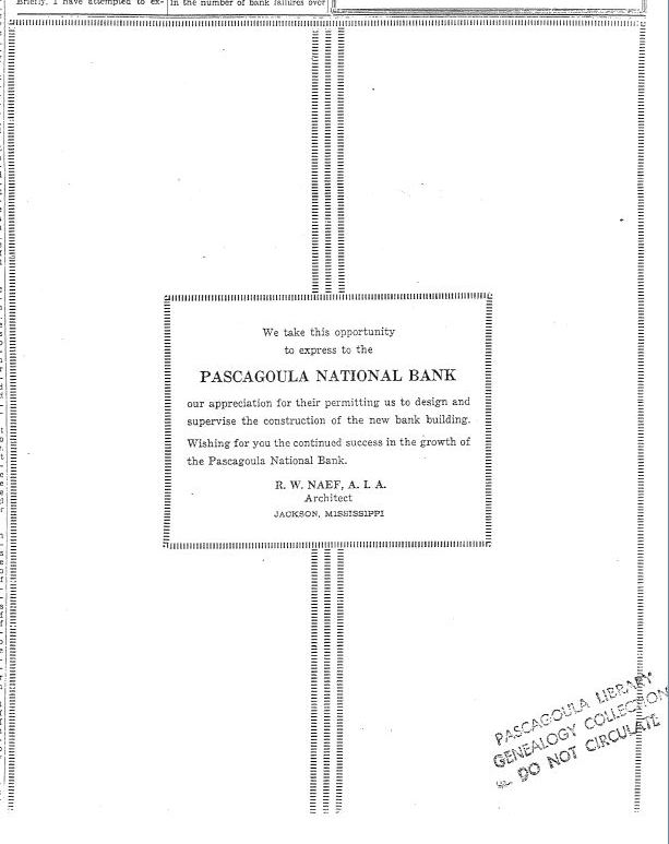 RW NAEF Pascagoula National Bank The Chronicle-Star 10-21-1938