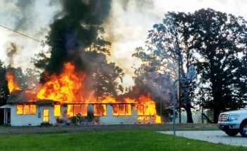 Flames engulf the Kingston Community Center on Kingston Road (submitted photo to Natchez Democrat)